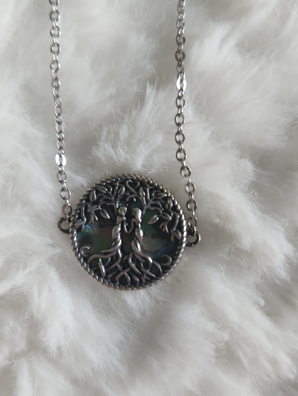 Bohemian Silver Tree of Life Bracelet with Mother-of-pearl Backing